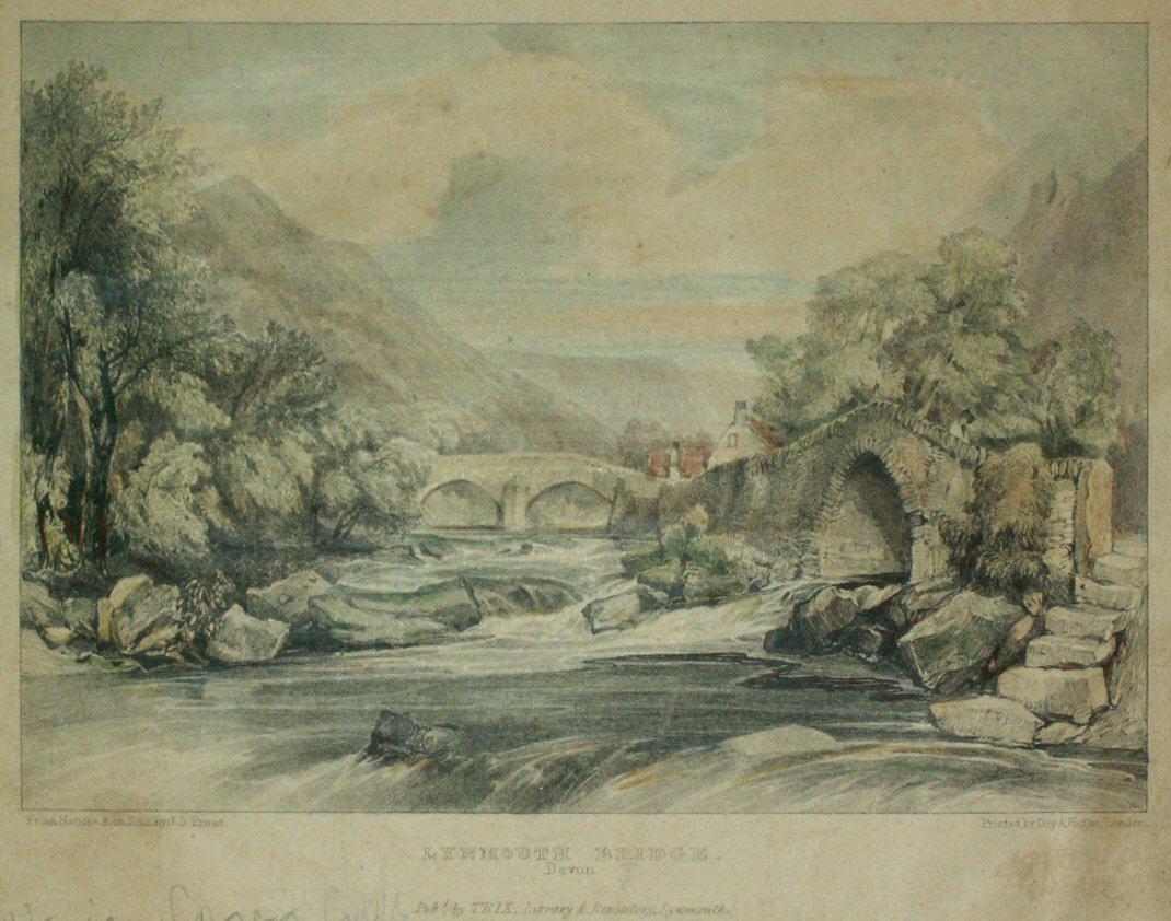 Zincograph - Lynmouth Bridge. Devon - Prout